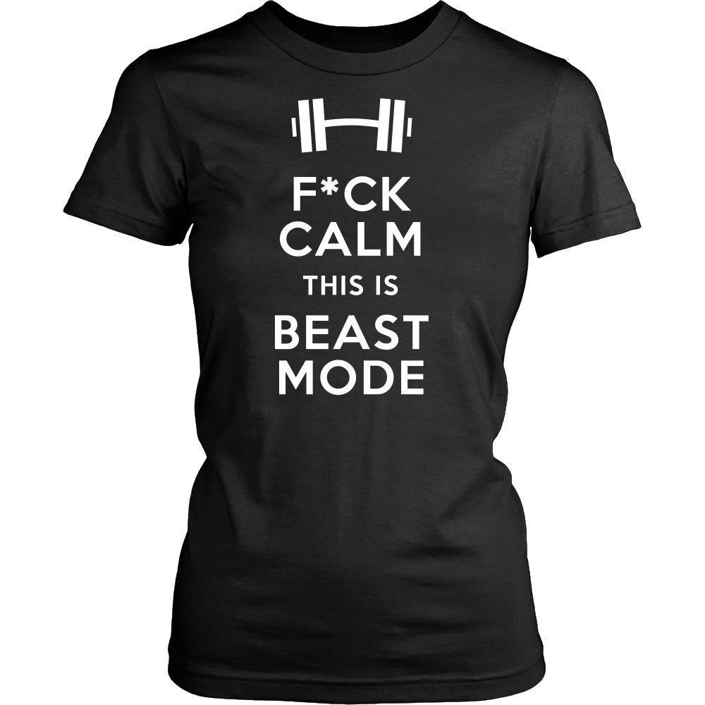 Fitness T Shirt - F*ck Calm This is Beast Mode-T-shirt-Teelime | shirts-hoodies-mugs