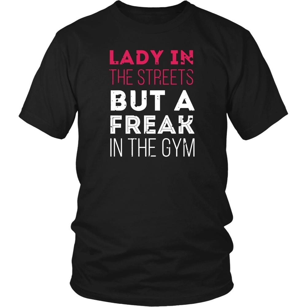 Fitness T Shirt - Lady in the streets But a Freak in the gym-T-shirt-Teelime | shirts-hoodies-mugs