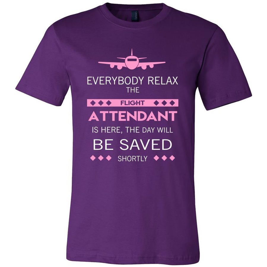 Flight Attendant Shirt - Everyone relax the flight attendant is here, the day will be save shortly - Profession Gift-T-shirt-Teelime | shirts-hoodies-mugs