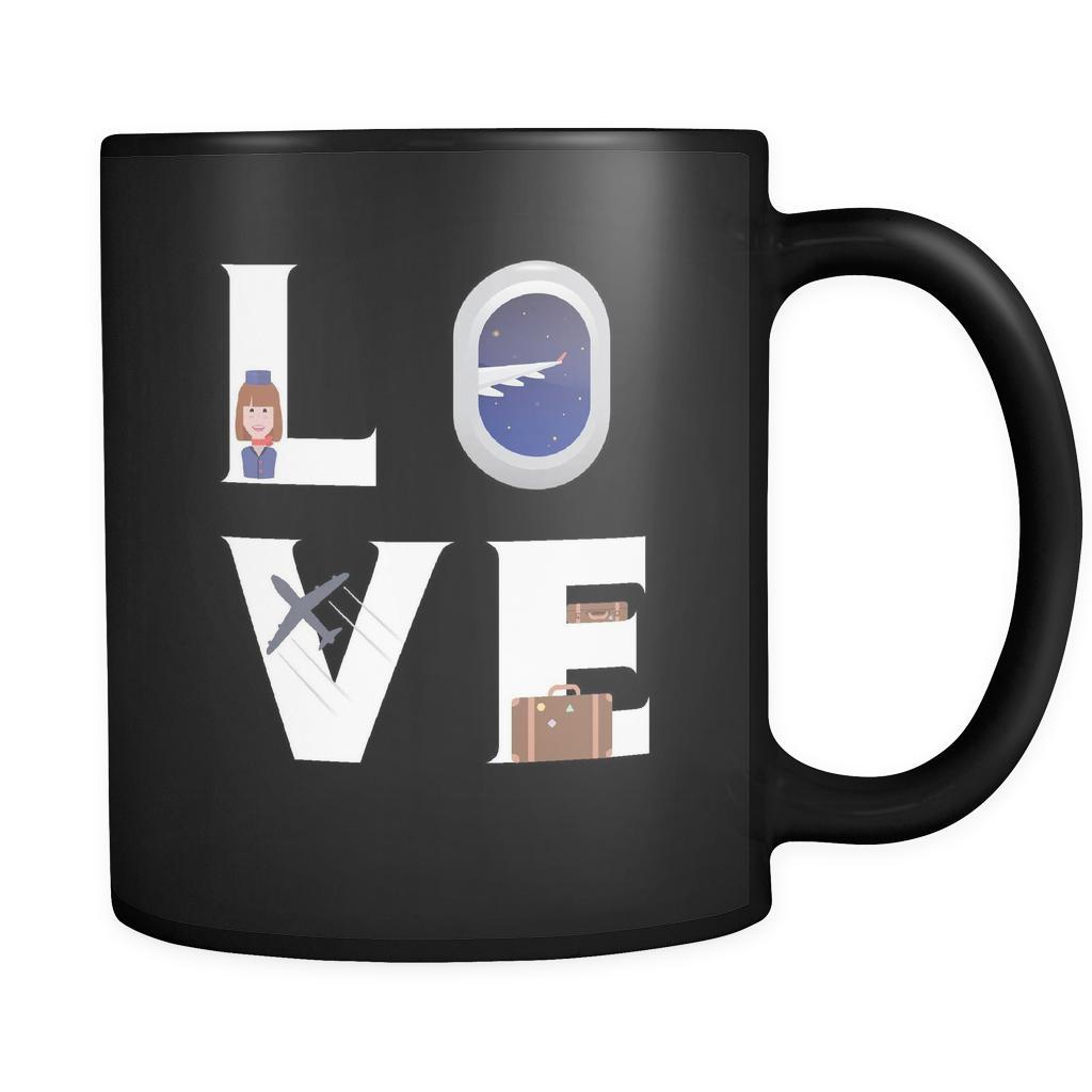 Flight attendant / Stewardess - LOVE Flight attendant / Stewardess - 11oz Black Mug-Drinkware-Teelime | shirts-hoodies-mugs
