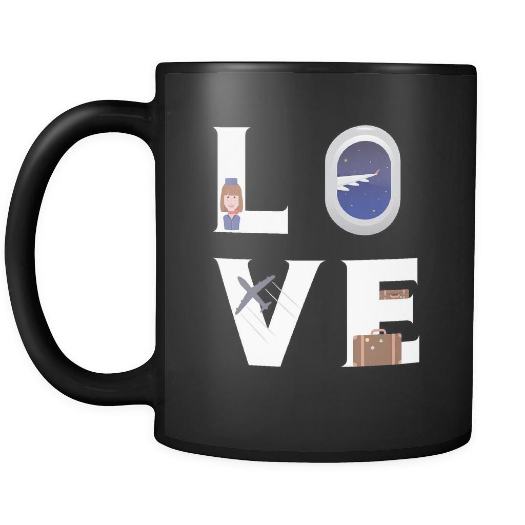 Flight attendant / Stewardess - LOVE Flight attendant / Stewardess - 11oz Black Mug-Drinkware-Teelime | shirts-hoodies-mugs