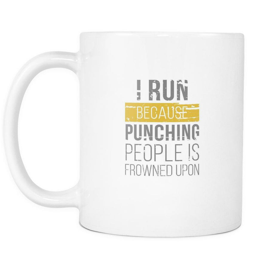 Funny Coffee Cup - I Run Punching People-Drinkware-Teelime | shirts-hoodies-mugs