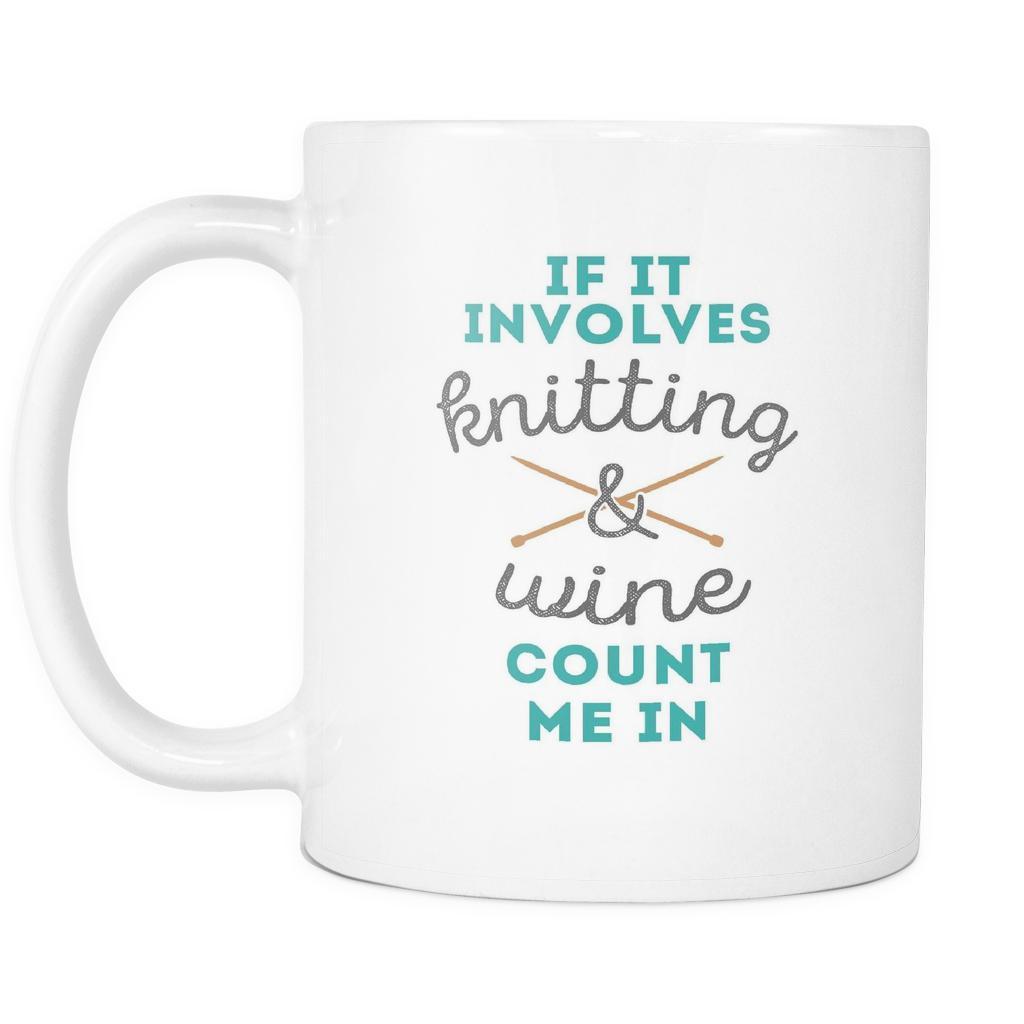 Funny Coffee Cup - Knitting & Wine-Drinkware-Teelime | shirts-hoodies-mugs