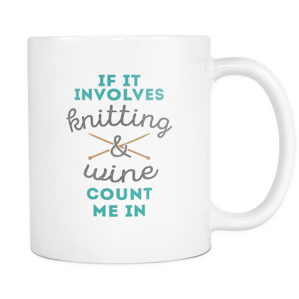 Funny Coffee Cup - Knitting & Wine