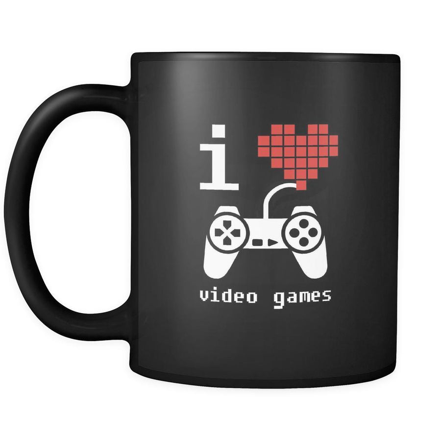 Funny I love video games 11oz Black Mug-Drinkware-Teelime | shirts-hoodies-mugs