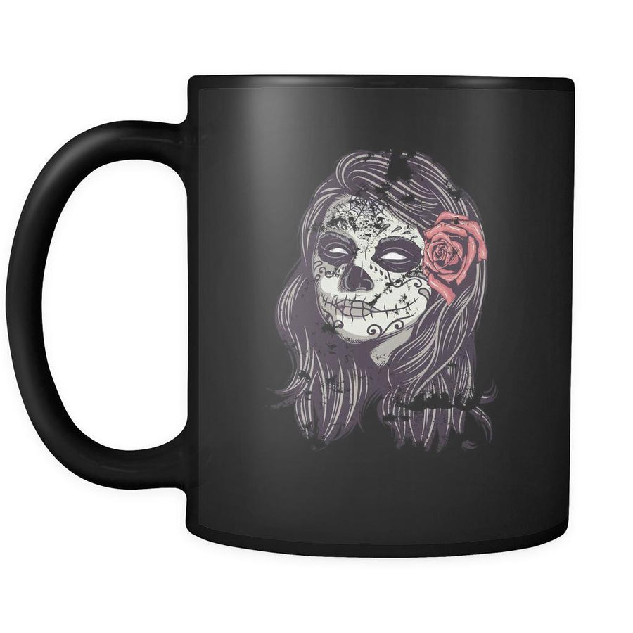 Funny mug Sugar skull lady Mug 11oz Black-Drinkware-Teelime | shirts-hoodies-mugs
