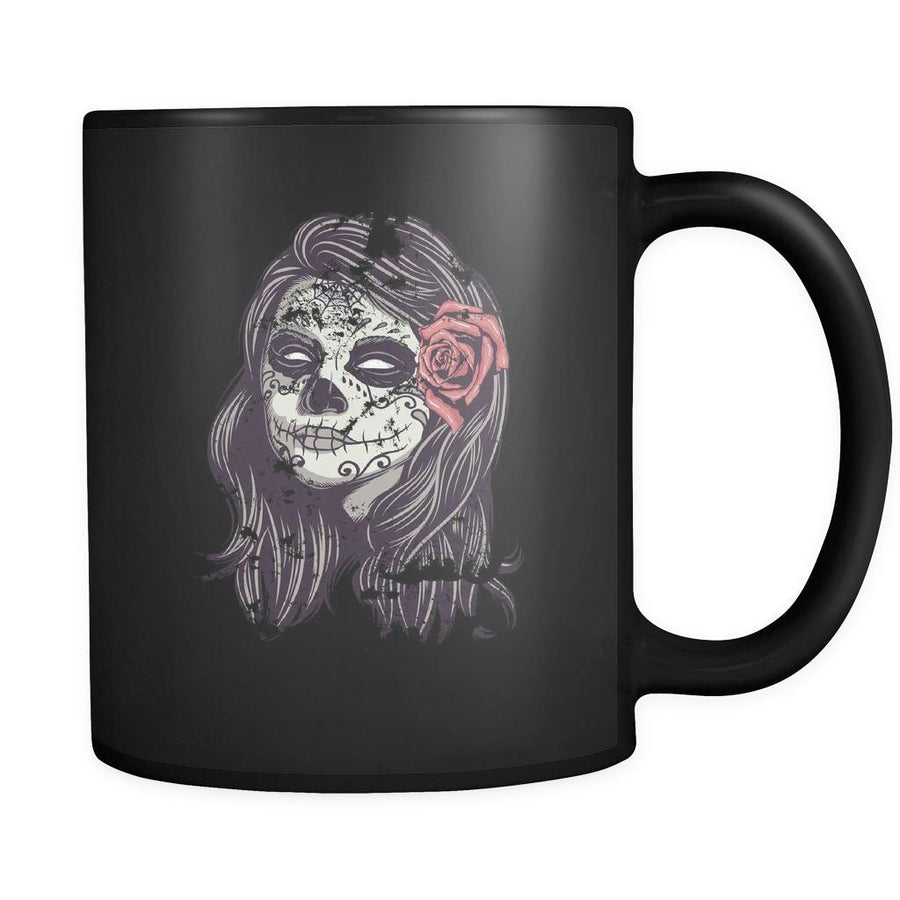 Funny mug Sugar skull lady Mug 11oz Black-Drinkware-Teelime | shirts-hoodies-mugs