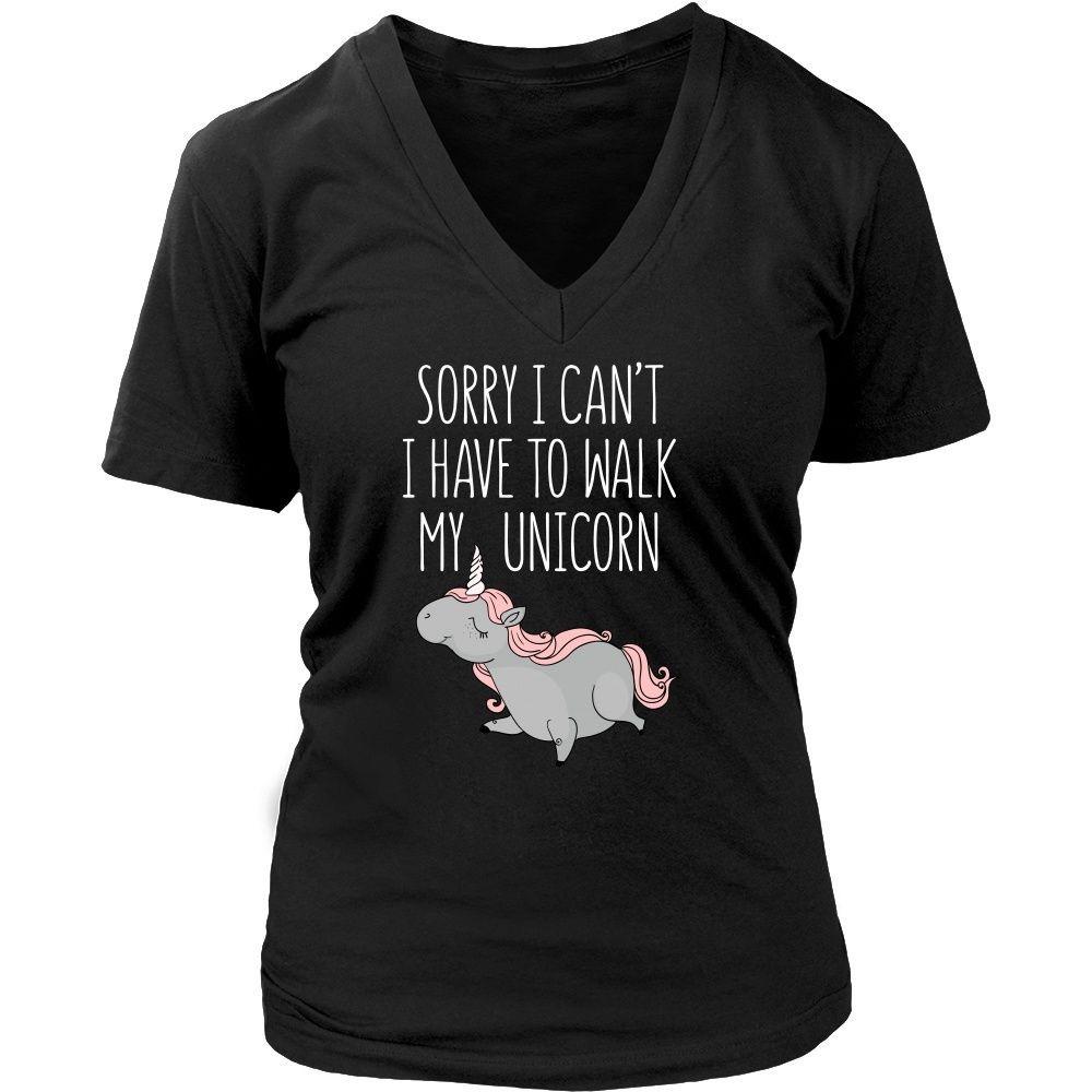 Funny T Shirt - Sorry I can't I have to walk my unicorn-T-shirt-Teelime | shirts-hoodies-mugs