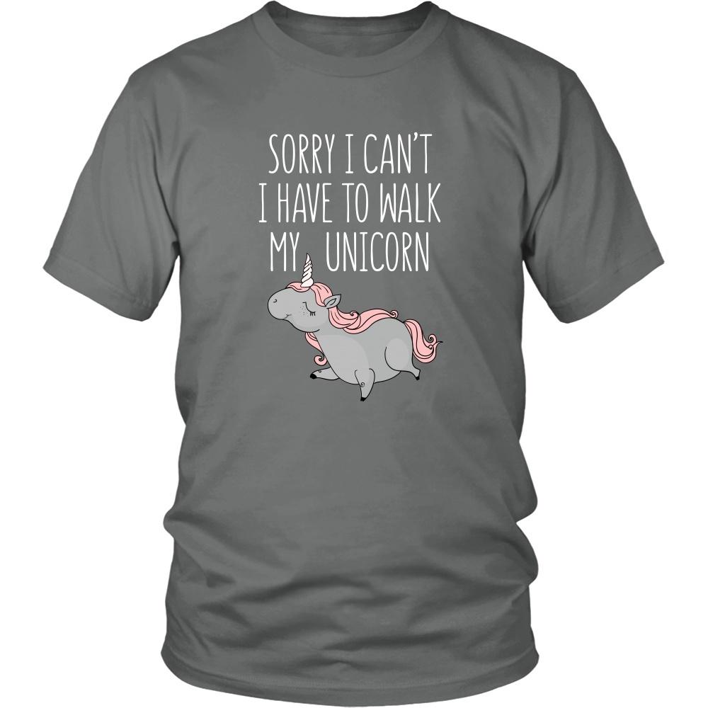Funny T Shirt - Sorry I can't I have to walk my unicorn-T-shirt-Teelime | shirts-hoodies-mugs