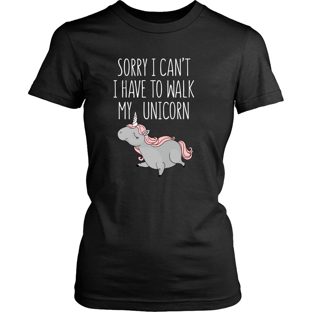 Funny T Shirt - Sorry I can't I have to walk my unicorn-T-shirt-Teelime | shirts-hoodies-mugs