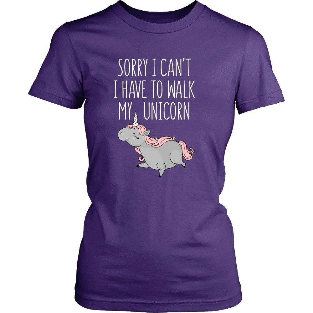 Funny T Shirt - Sorry I can't I have to walk my unicorn-T-shirt-Teelime | shirts-hoodies-mugs