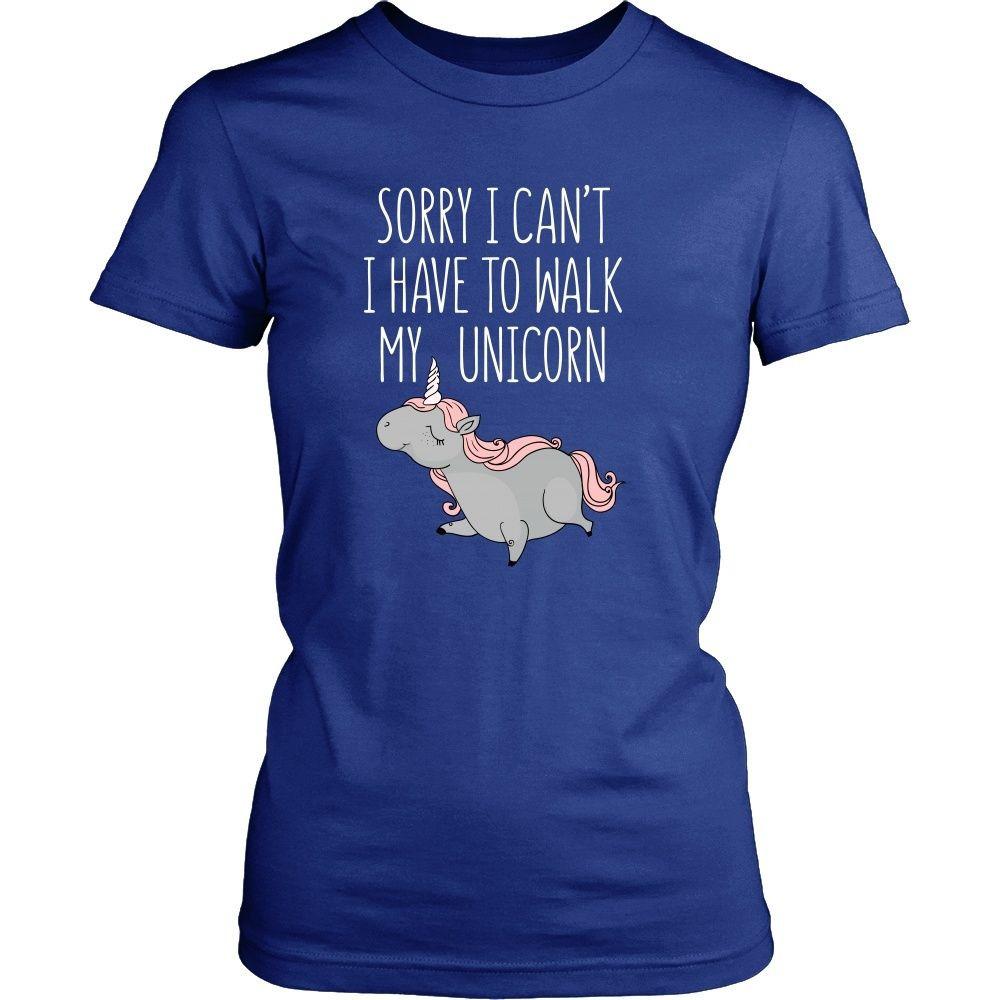 Funny T Shirt - Sorry I can't I have to walk my unicorn-T-shirt-Teelime | shirts-hoodies-mugs