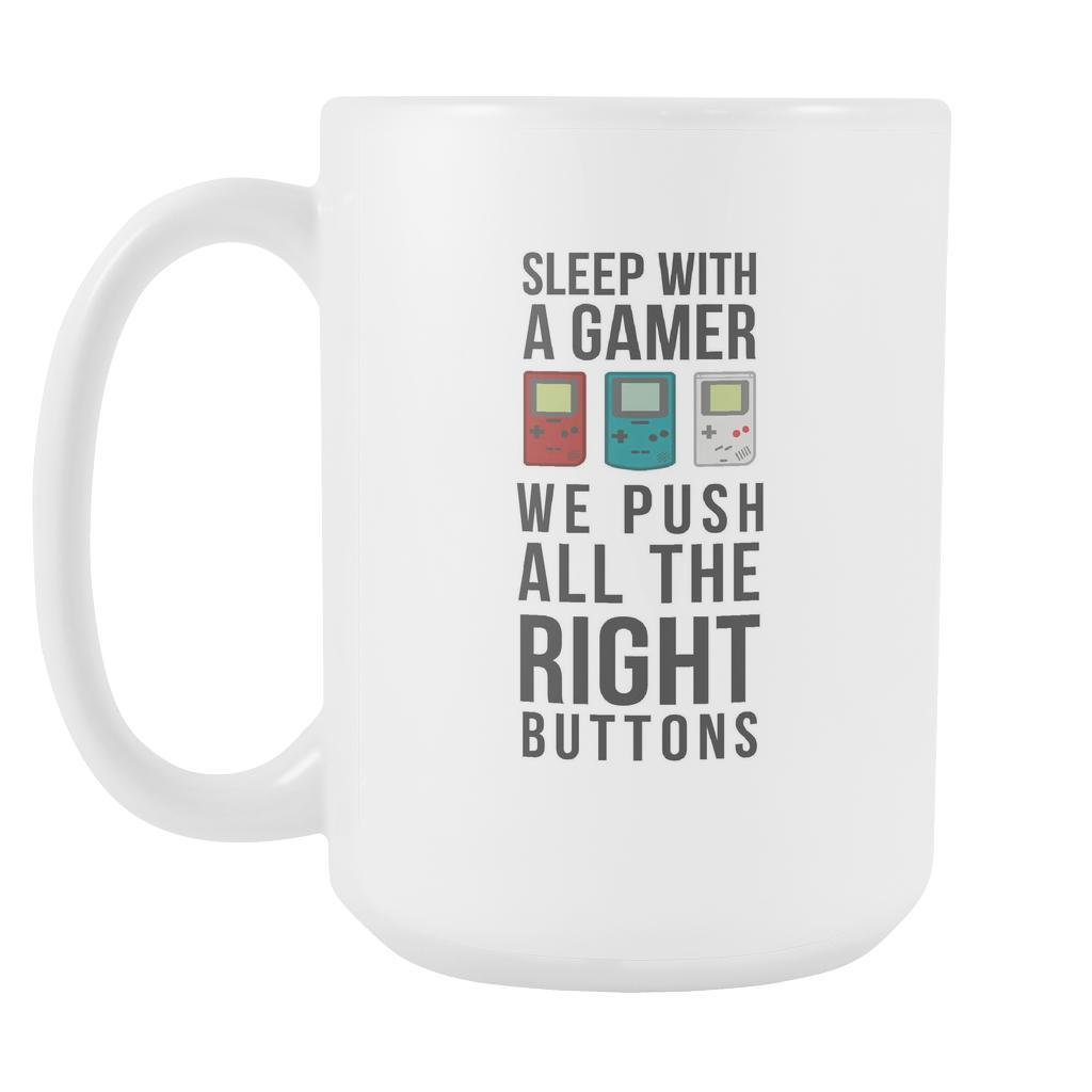 Gamer Coffee Cup - WhiteSleep with a gamer We push all the right buttons-Drinkware-Teelime | shirts-hoodies-mugs