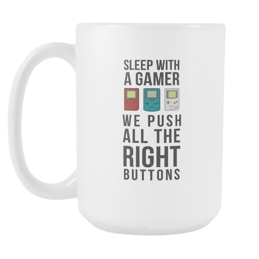 Gamer Coffee Cup - WhiteSleep with a gamer We push all the right buttons-Drinkware-Teelime | shirts-hoodies-mugs
