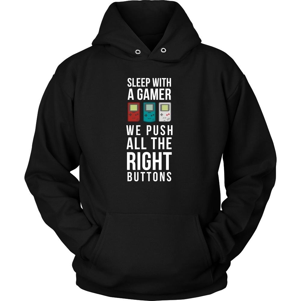 Gaming T Shirt - Sleep with a Gamer We push all the right buttons-T-shirt-Teelime | shirts-hoodies-mugs