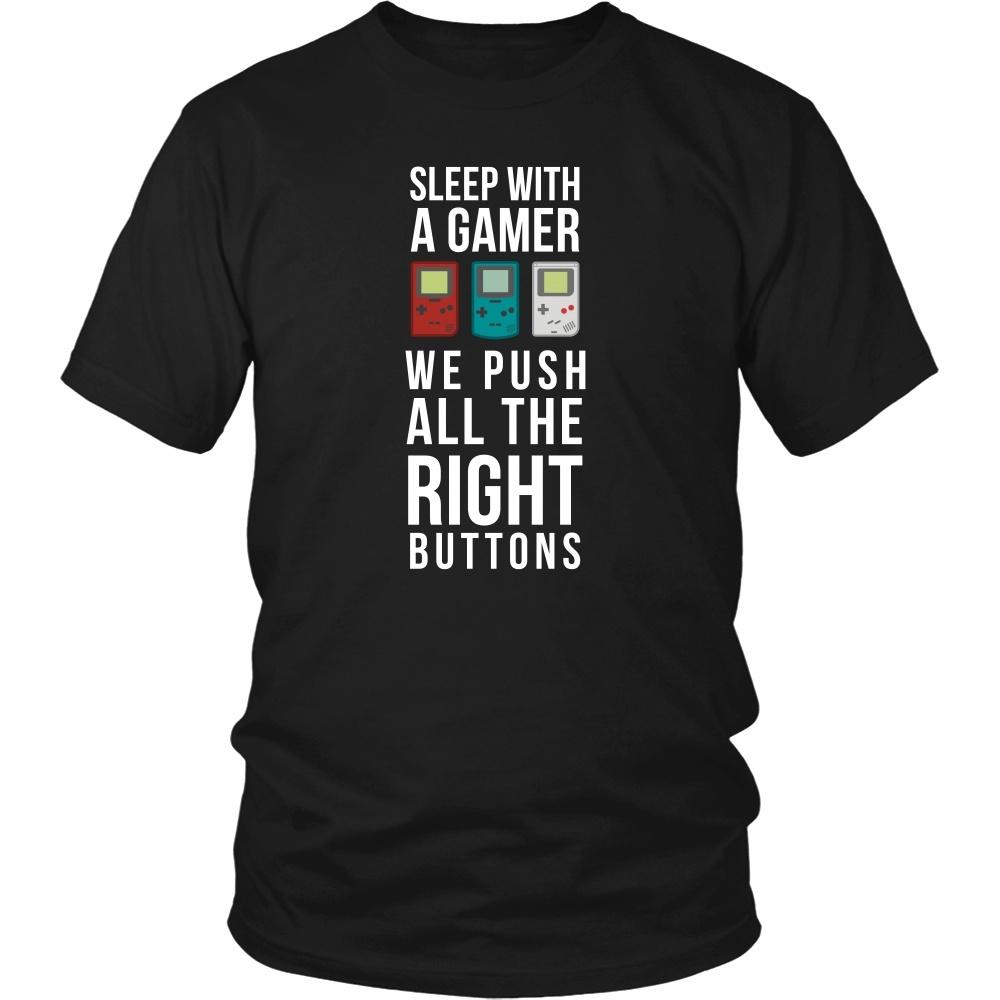 Gaming T Shirt - Sleep with a Gamer We push all the right buttons