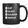 Gardening - Eat Sleep Garden Repeat - 11oz Black Mug-Drinkware-Teelime | shirts-hoodies-mugs