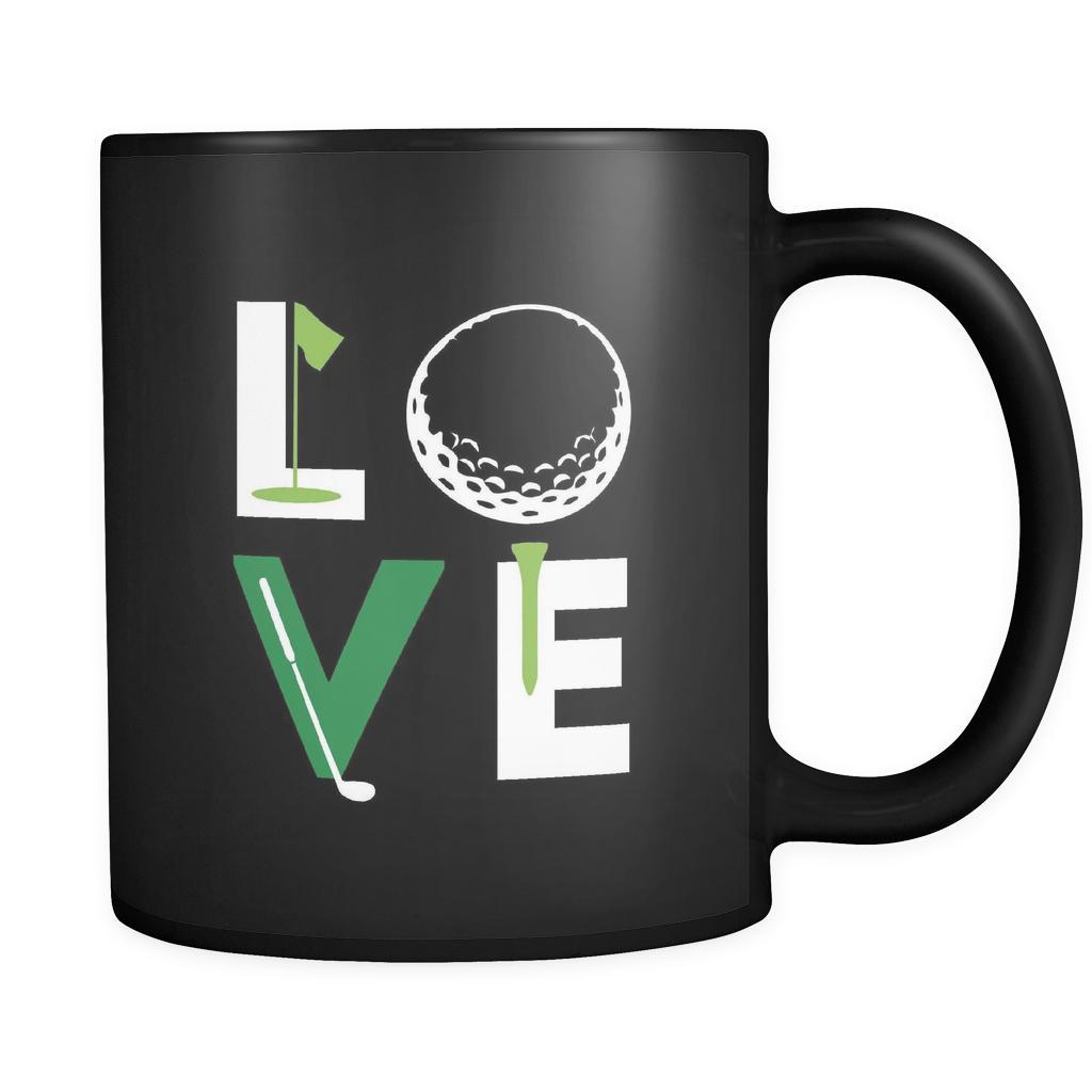Golf Love 11oz Black Mug-Drinkware-Teelime | shirts-hoodies-mugs