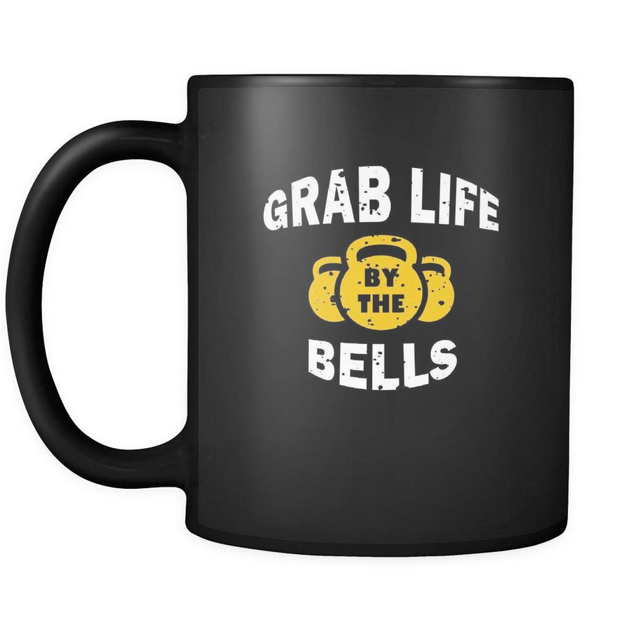 Grab life by the bells mug - sport gifts sport training accessories and equipment (11oz) Black-Drinkware-Teelime | shirts-hoodies-mugs