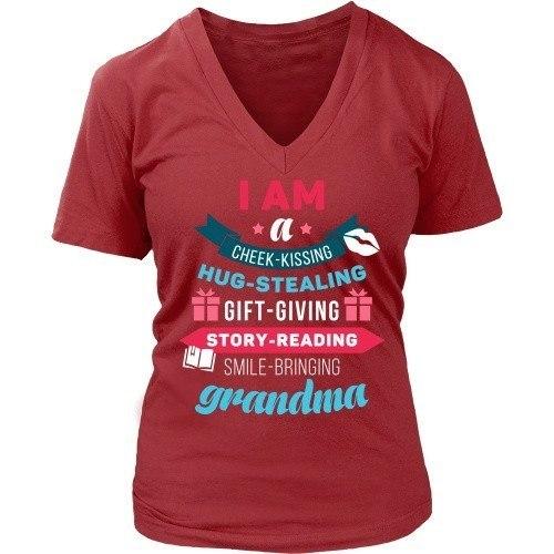 Grandma T Shirt - I am a cheek-kissing hug-stealing gift-giving story-reading smile-bringing-T-shirt-Teelime | shirts-hoodies-mugs