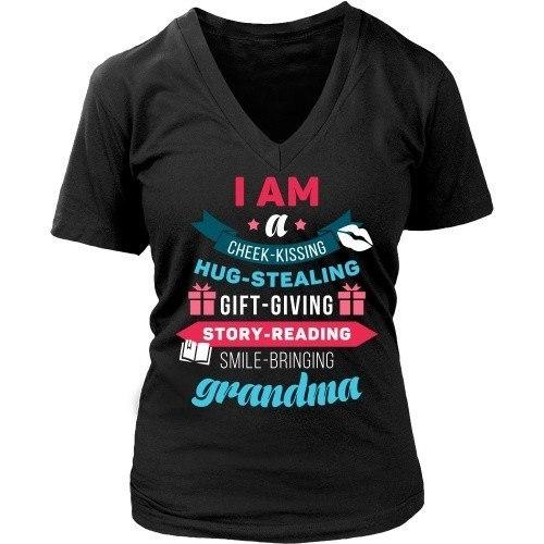 Grandma T Shirt - I am a cheek-kissing hug-stealing gift-giving story-reading smile-bringing-T-shirt-Teelime | shirts-hoodies-mugs