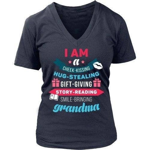 Grandma T Shirt - I am a cheek-kissing hug-stealing gift-giving story-reading smile-bringing-T-shirt-Teelime | shirts-hoodies-mugs