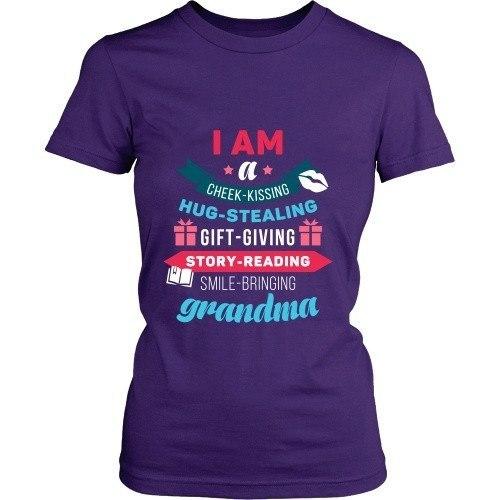 Grandma T Shirt - I am a cheek-kissing hug-stealing gift-giving story-reading smile-bringing-T-shirt-Teelime | shirts-hoodies-mugs