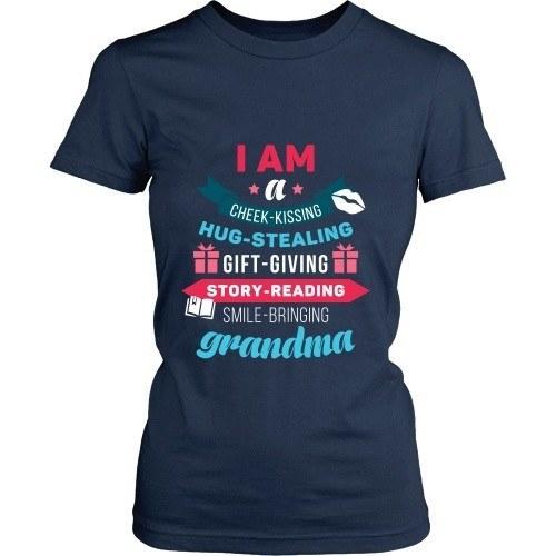 Grandma T Shirt - I am a cheek-kissing hug-stealing gift-giving story-reading smile-bringing-T-shirt-Teelime | shirts-hoodies-mugs