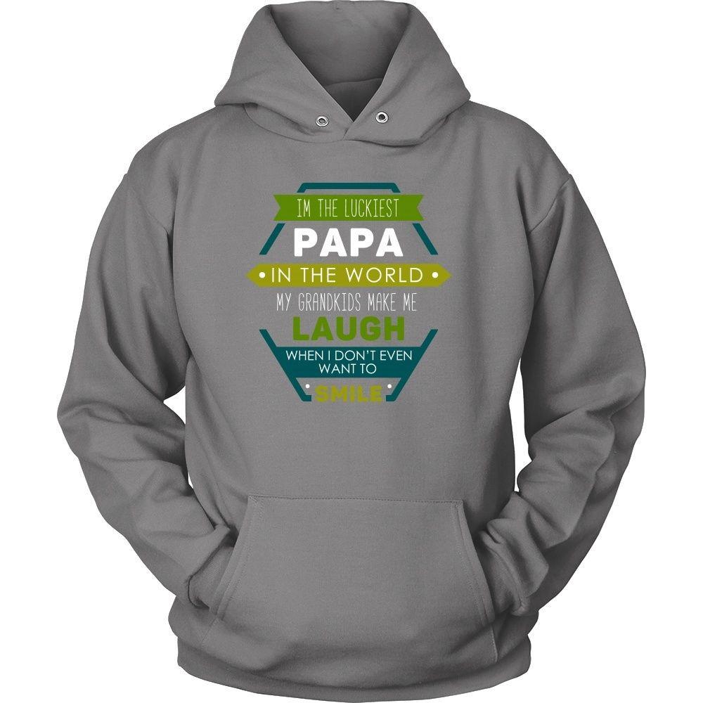 Grandpa T Shirt - Im the luckiest Papa My grandkids make me laugh when I don't even want to smile-T-shirt-Teelime | shirts-hoodies-mugs
