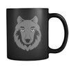 Gray Wolf Animal Illustration 11oz Black Mug-Drinkware-Teelime | shirts-hoodies-mugs