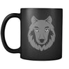 Gray Wolf Animal Illustration 11oz Black Mug-Drinkware-Teelime | shirts-hoodies-mugs