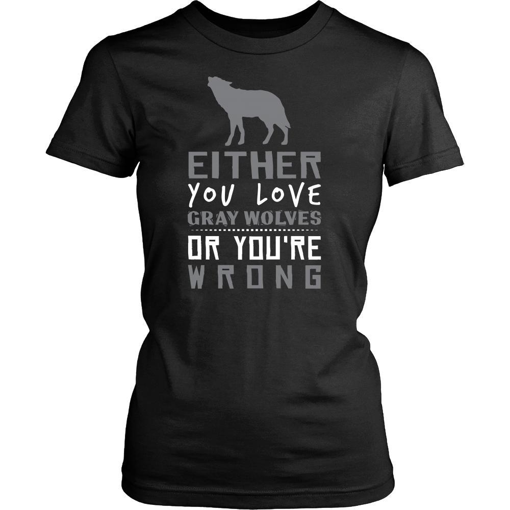 Gray Wolf Shirt - Love or Wrong - Animal Lover Gift-T-shirt-Teelime | shirts-hoodies-mugs