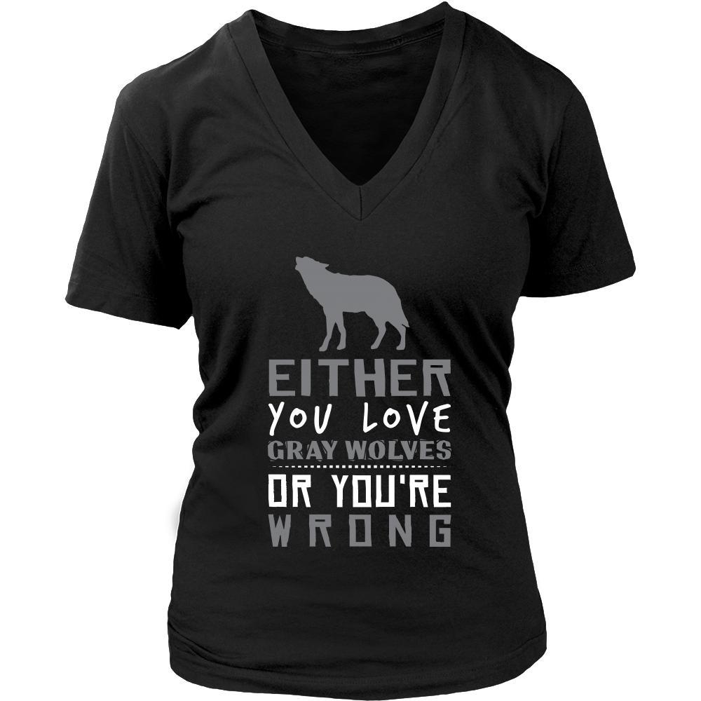 Gray Wolf Shirt - Love or Wrong - Animal Lover Gift-T-shirt-Teelime | shirts-hoodies-mugs