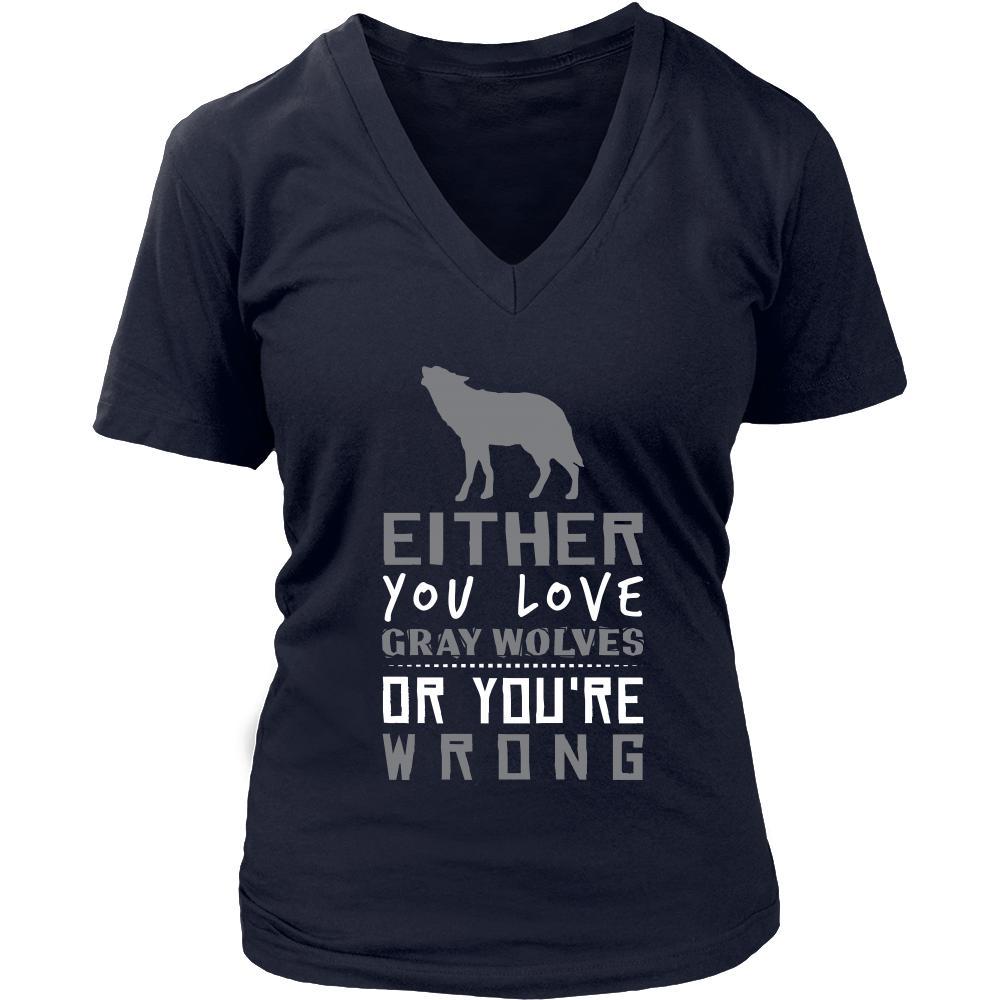Gray Wolf Shirt - Love or Wrong - Animal Lover Gift-T-shirt-Teelime | shirts-hoodies-mugs