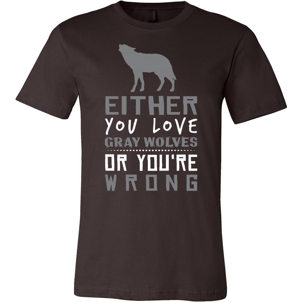 Gray Wolf Shirt - Love or Wrong - Animal Lover Gift-T-shirt-Teelime | shirts-hoodies-mugs