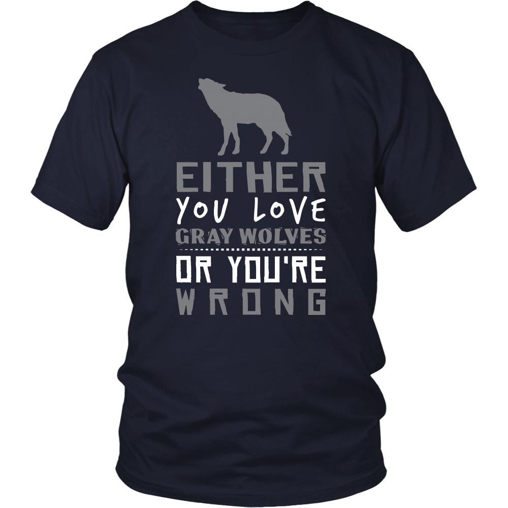 Gray Wolf Shirt - Love or Wrong - Animal Lover Gift-T-shirt-Teelime | shirts-hoodies-mugs