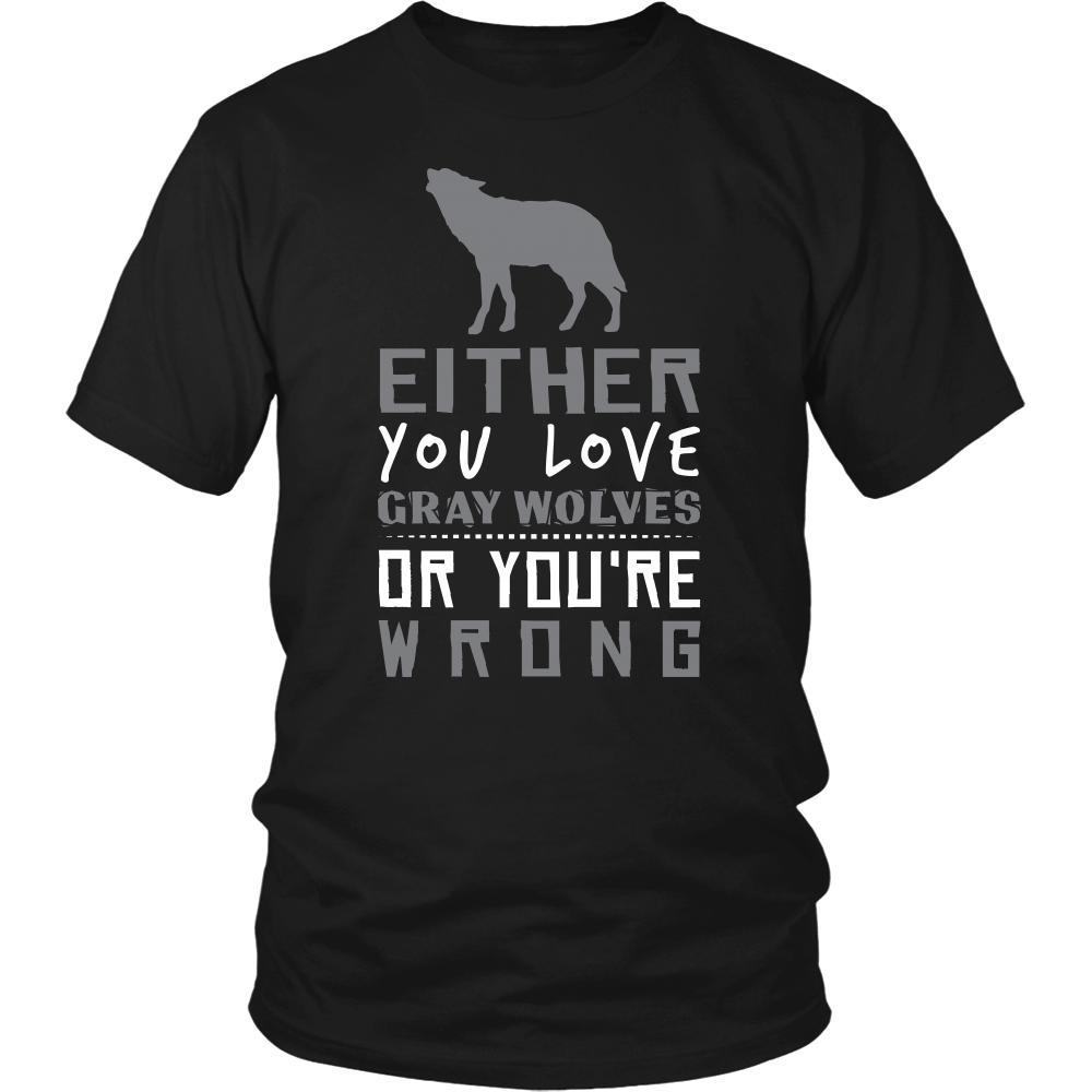 Gray Wolf Shirt - Love or Wrong - Animal Lover Gift-T-shirt-Teelime | shirts-hoodies-mugs