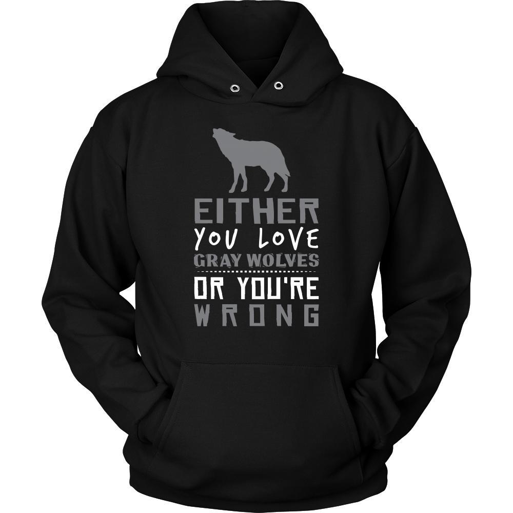 Gray Wolf Shirt - Love or Wrong - Animal Lover Gift-T-shirt-Teelime | shirts-hoodies-mugs