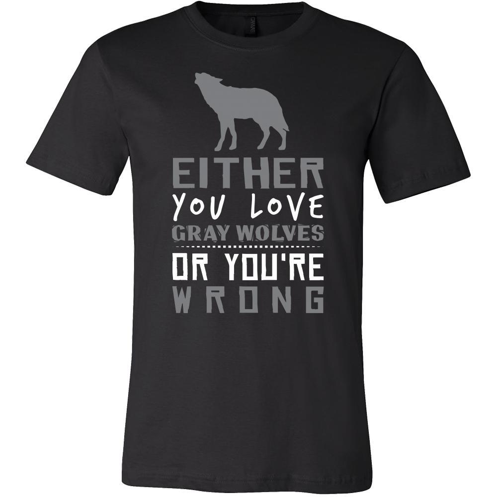 Gray Wolf Shirt - Love or Wrong - Animal Lover Gift-T-shirt-Teelime | shirts-hoodies-mugs