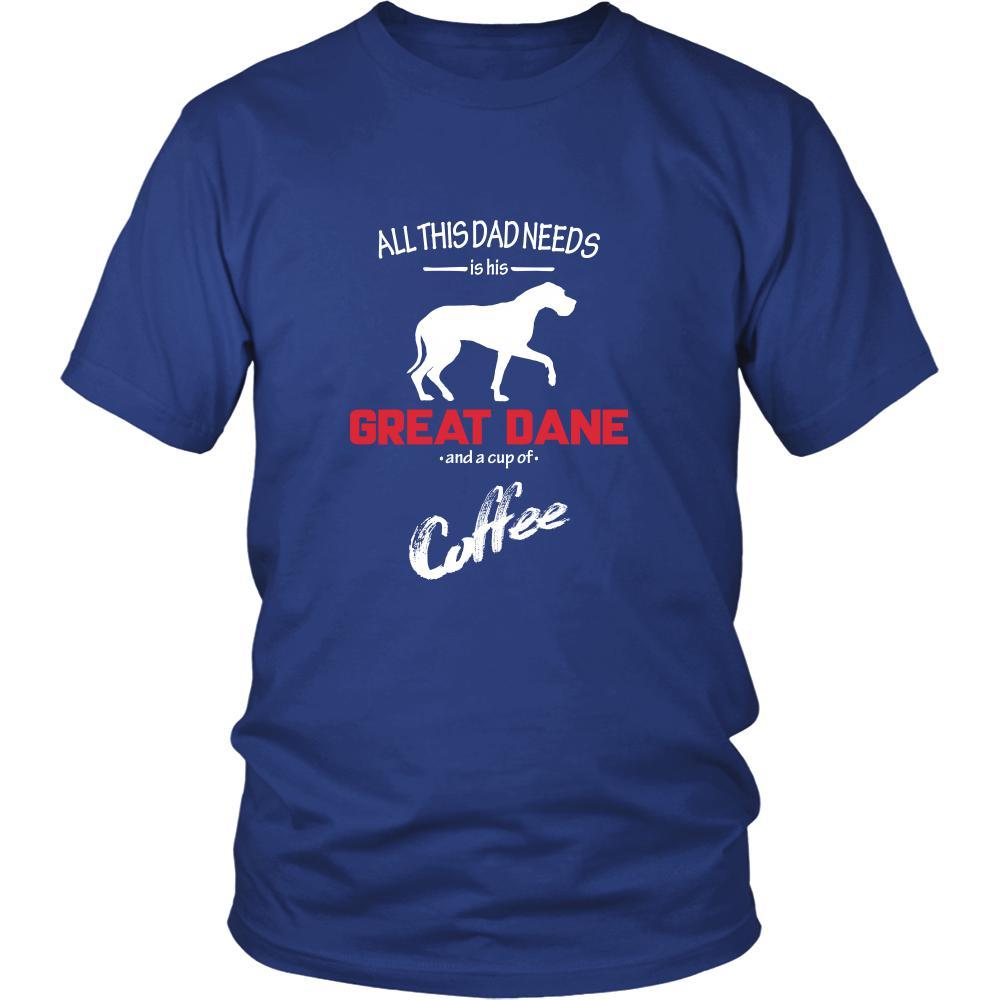 Great dane Dog Lover Shirt - All this Dad needs is his Great dane and a cup of coffee Father Gift-T-shirt-Teelime | shirts-hoodies-mugs