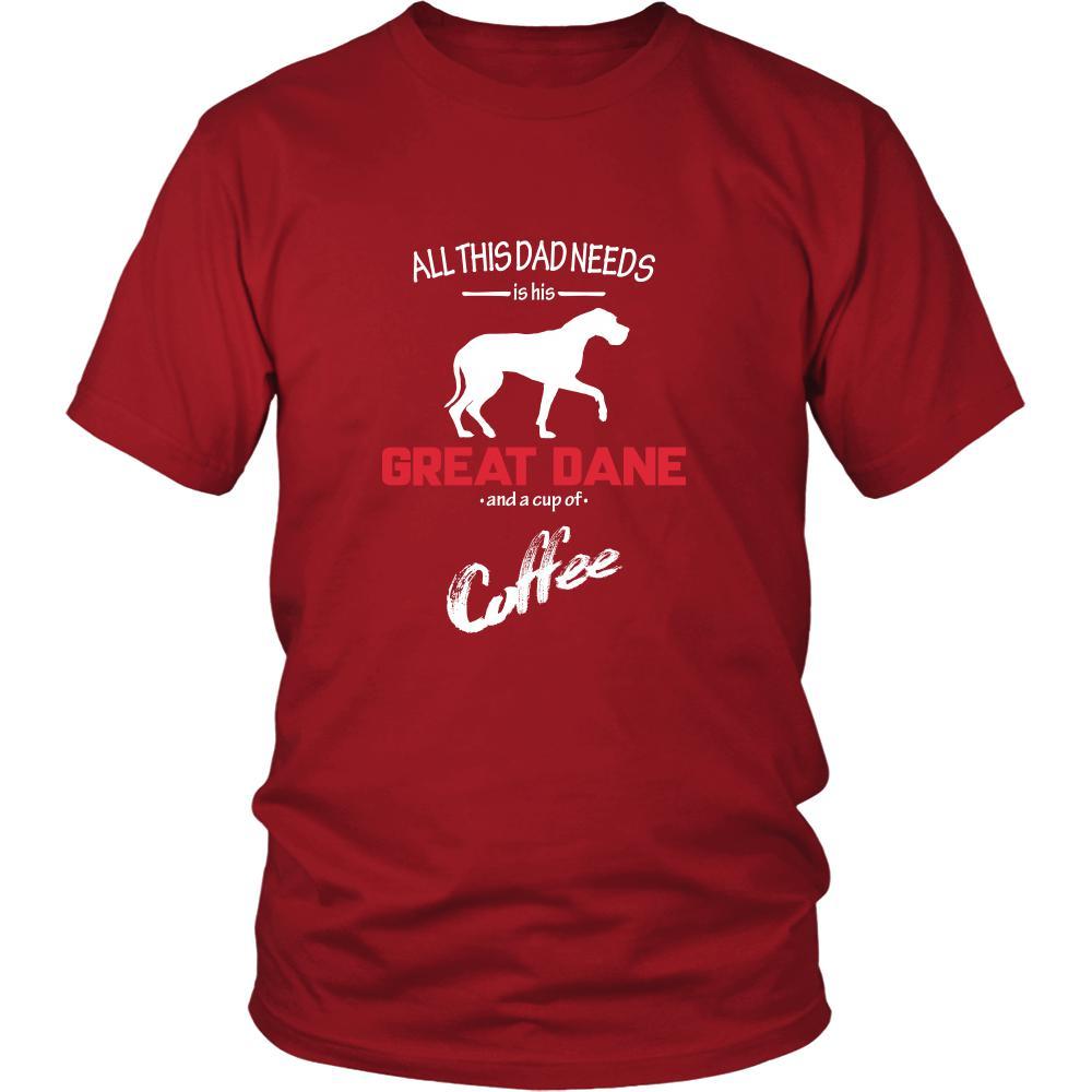 Great dane Dog Lover Shirt - All this Dad needs is his Great dane and a cup of coffee Father Gift-T-shirt-Teelime | shirts-hoodies-mugs