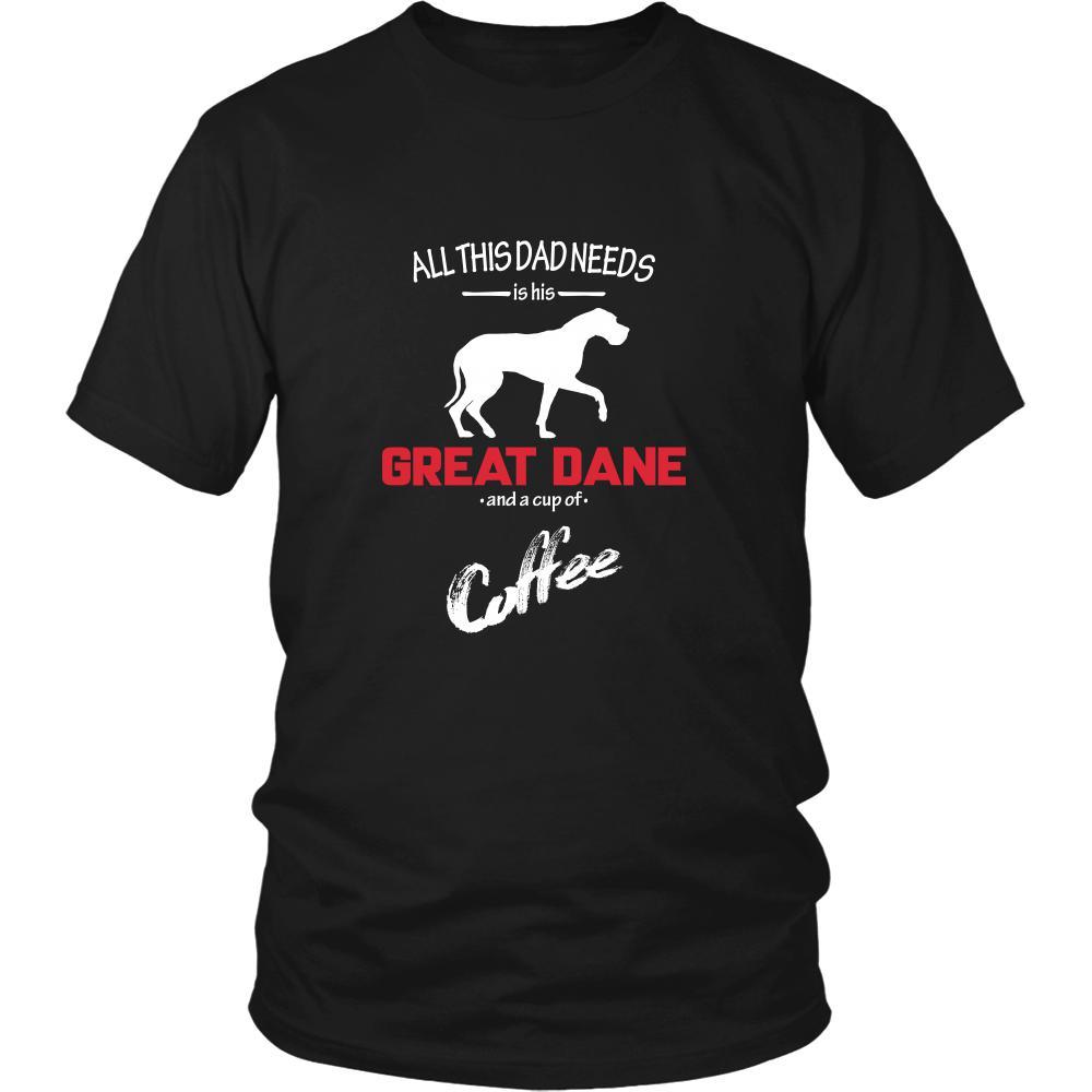 Great dane Dog Lover Shirt - All this Dad needs is his Great dane and a cup of coffee Father Gift-T-shirt-Teelime | shirts-hoodies-mugs