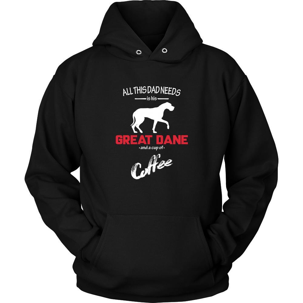 Great dane Dog Lover Shirt - All this Dad needs is his Great dane and a cup of coffee Father Gift-T-shirt-Teelime | shirts-hoodies-mugs
