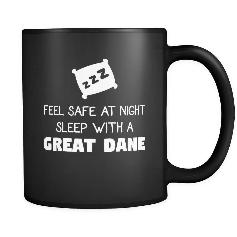 Great Dane Feel Safe With A Great Dane 11oz Black Mug-Drinkware-Teelime | shirts-hoodies-mugs