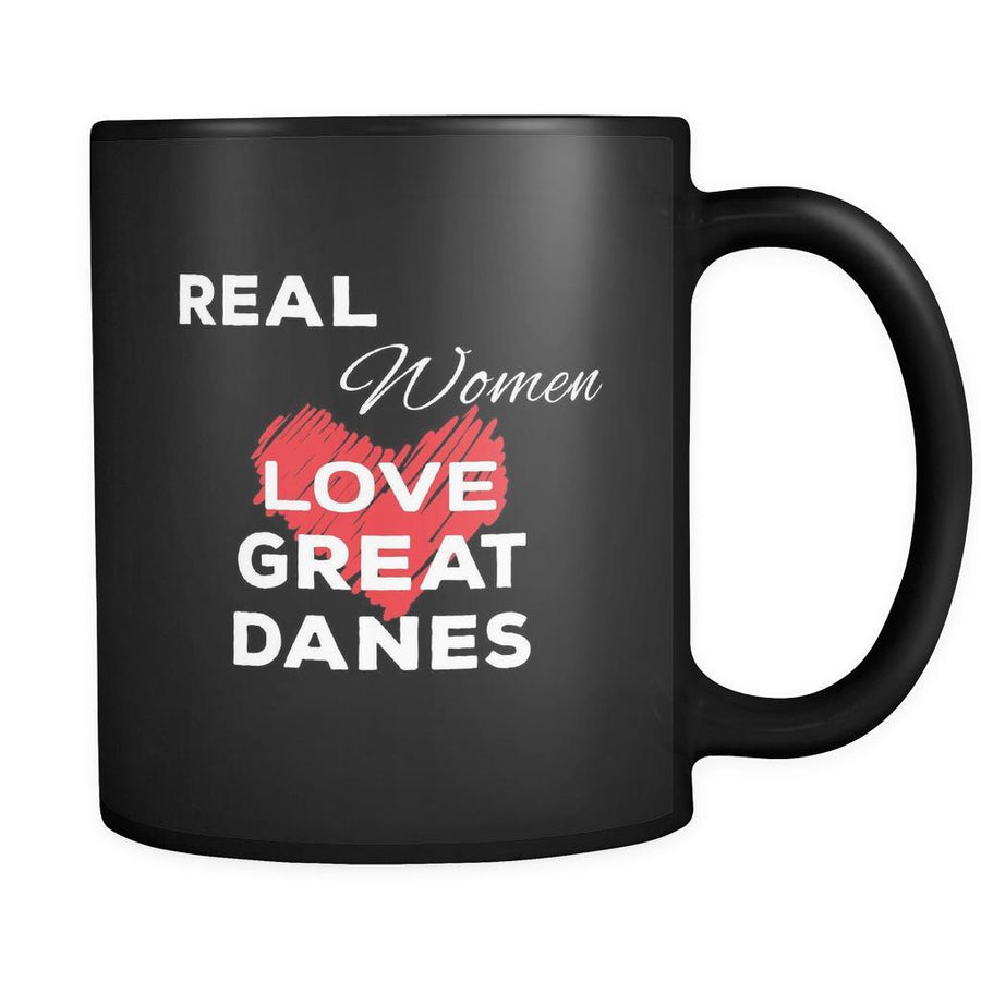 Great Dane Real Women Love Great Danes 11oz Black Mug-Drinkware-Teelime | shirts-hoodies-mugs