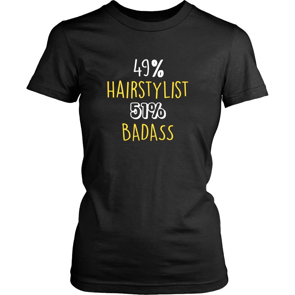 Hairstylist Shirt - 49% Hairstylist 51% Badass Profession-T-shirt-Teelime | shirts-hoodies-mugs