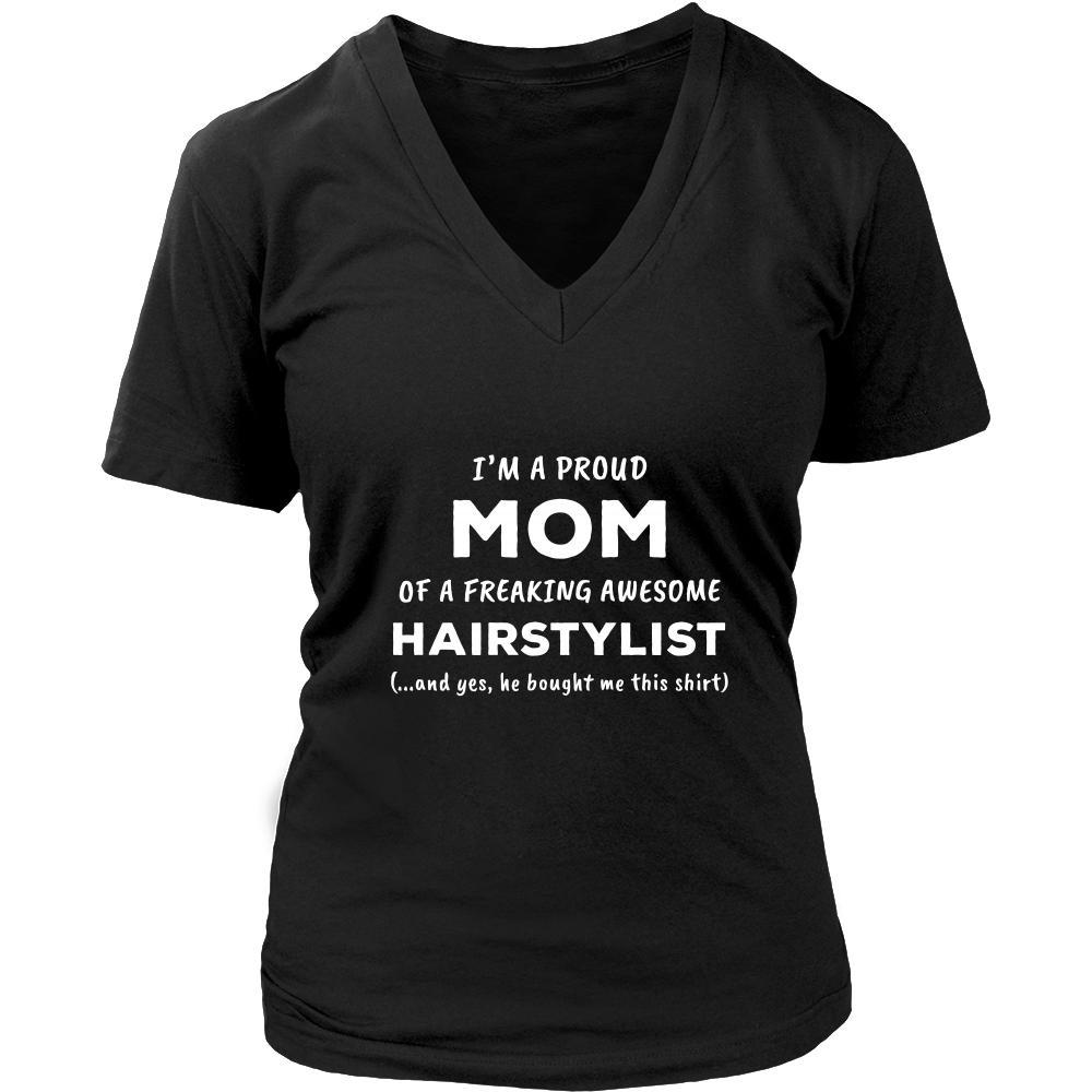 Hairstylist t-shirt - I'm proud mom of a freaking awesome Hairstylist - women t-shirt-T-shirt-Teelime | shirts-hoodies-mugs
