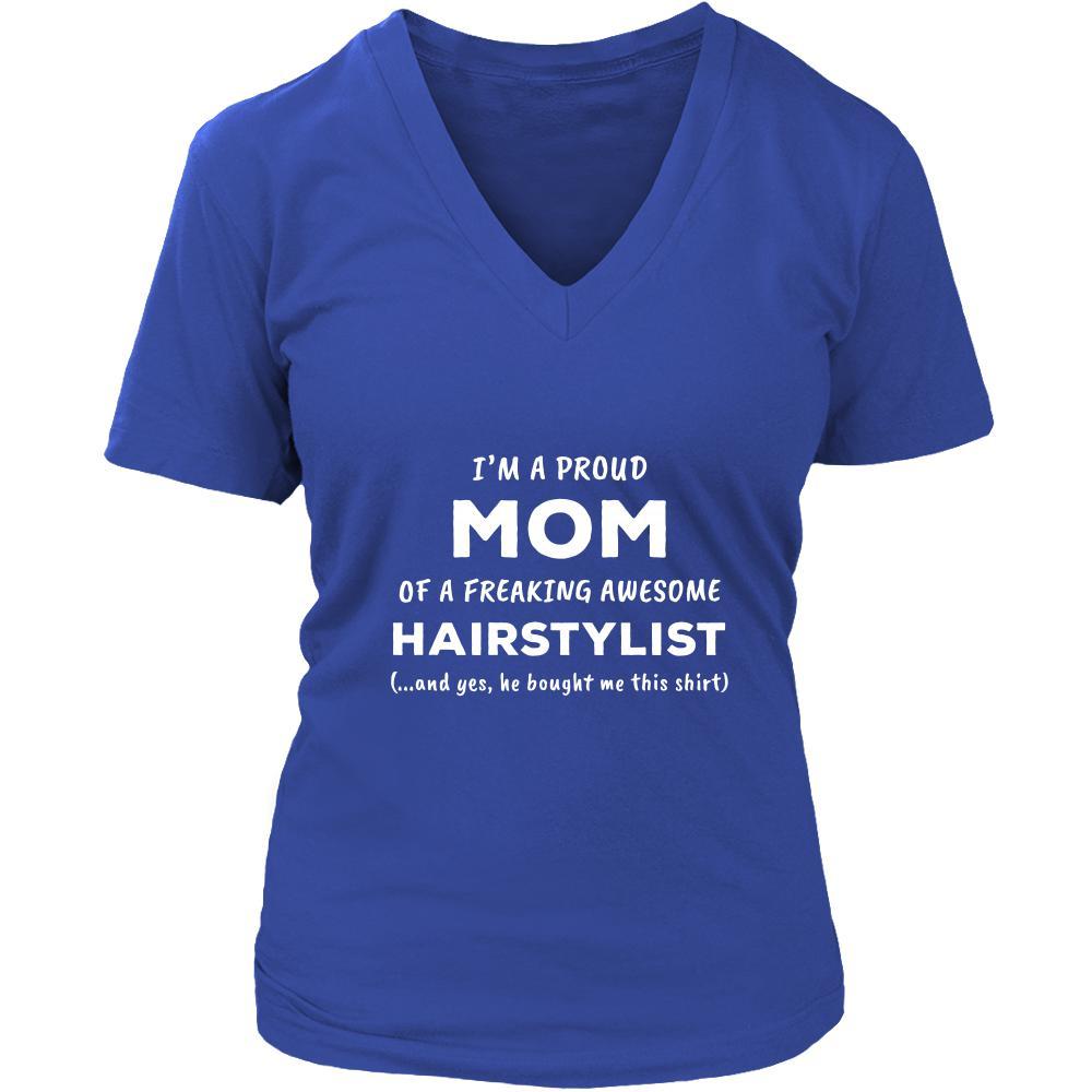Hairstylist t-shirt - I'm proud mom of a freaking awesome Hairstylist - women t-shirt-T-shirt-Teelime | shirts-hoodies-mugs