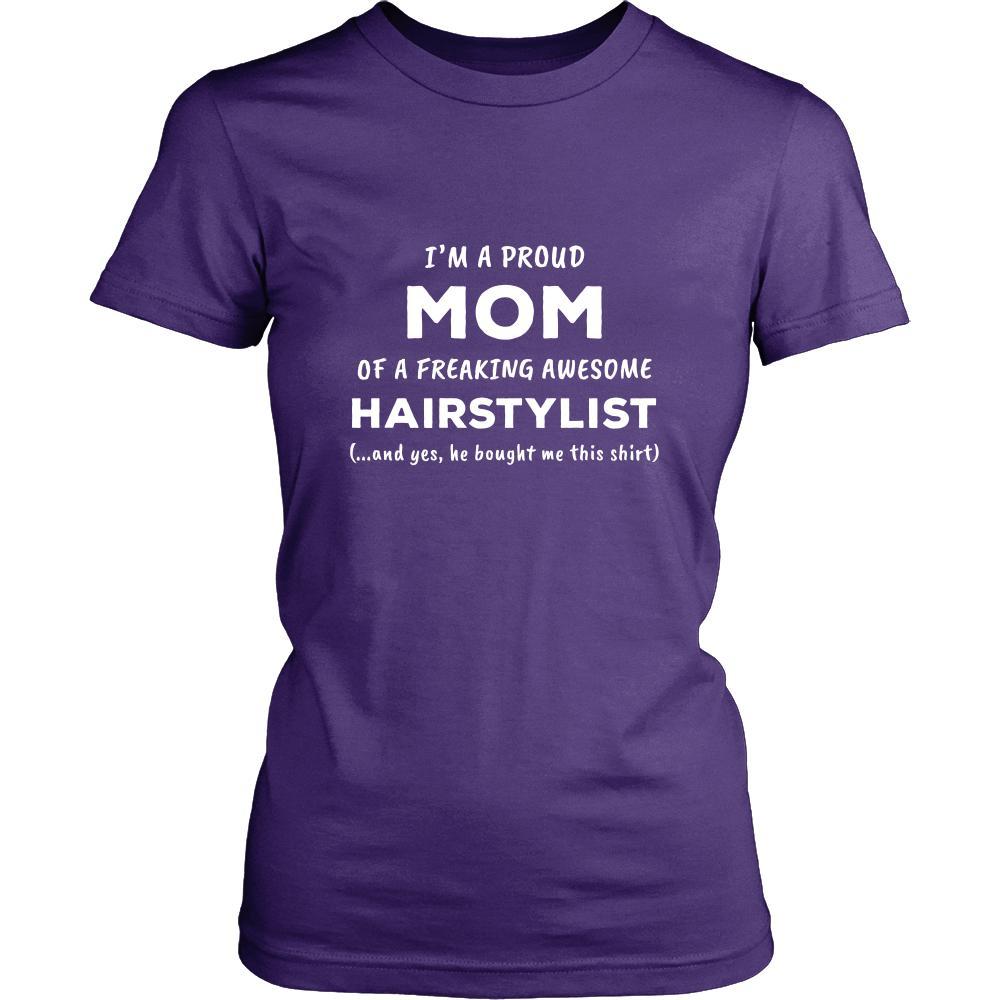 Hairstylist t-shirt - I'm proud mom of a freaking awesome Hairstylist - women t-shirt-T-shirt-Teelime | shirts-hoodies-mugs