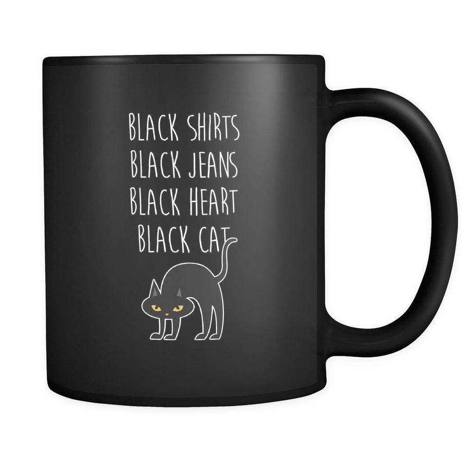 Halloween Black shirts black jeans black heart black cat 11oz Black Mug
